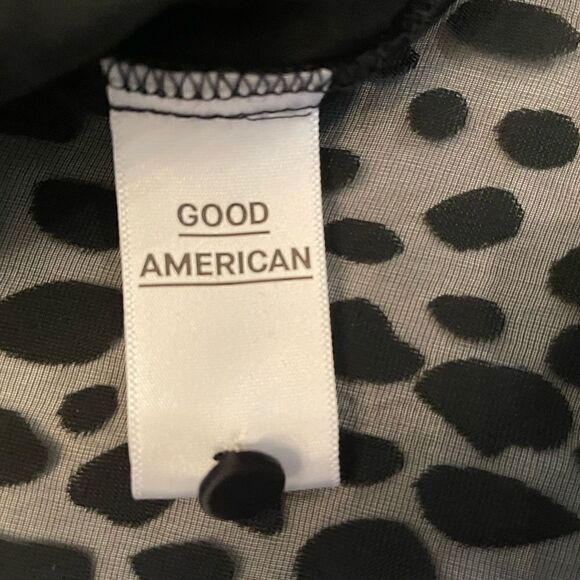 Good American Bliss Shirt Sheer Leopard Pattern Size 2 or Medium - Picture 9 of 9
